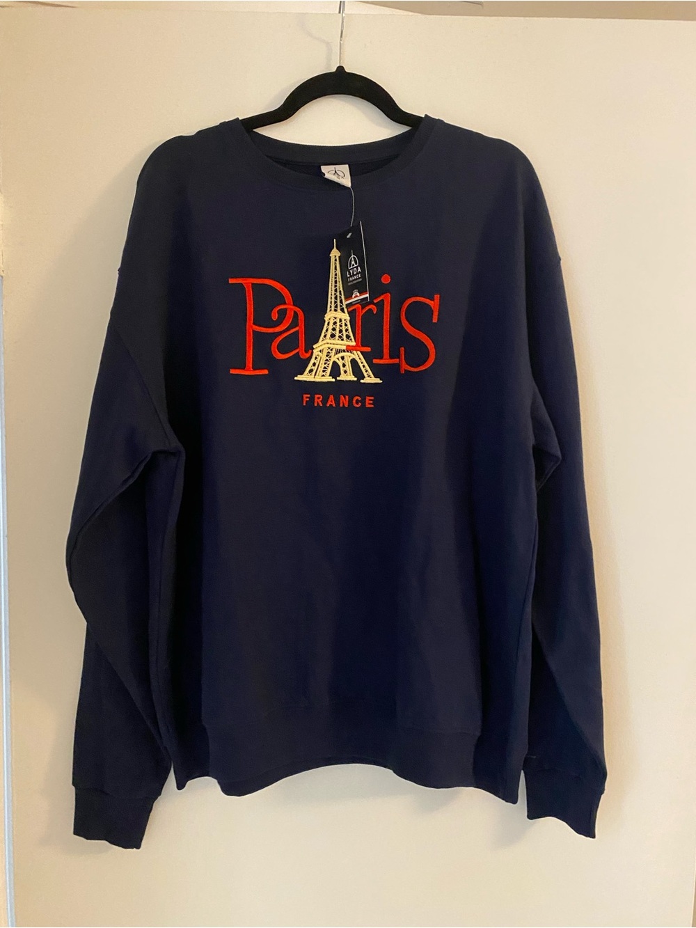 Paris France Sweatshirt with Eiffel Tower Embroidery